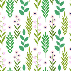 Seamless pattern with branches and flowers. Pattern for background, covers and fabric.