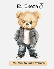 Teddy Bear Vector Illustration: "It"s Time to Make Friends".
