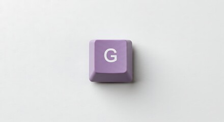 Isolated purple keyboard key G on white background