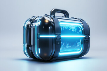 3D Augmented Reality Luggage Display in Futuristic Boutique