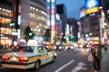 Blurred taxi movement tokyo cityscape urban night dynamic view energy in motion