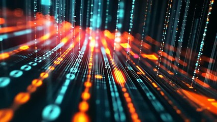 Abstract representation of digital data flow with vibrant lights and lines creating a futuristic effect