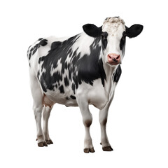 Fototapeta premium Majestic Black and White Cow Portrait - Farm Animal Beauty , isolated on white background png