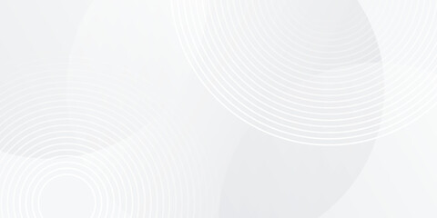 White geometric abstract background overlap layer on bright space with lines effect decoration. Modern graphic design element circles style concept for banner.