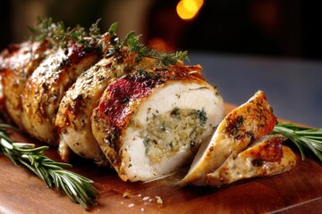 Herb-roasted chicken roulade 