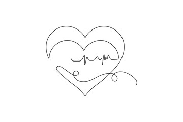 Heart shape continuous one line drawing minimalist single line unique vector illustration