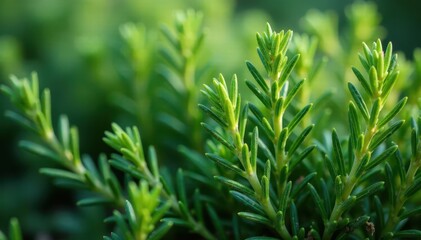 Obraz premium Vibrant green rosemary sprigs, lush and fresh , ingredient, fragrance, rosemary