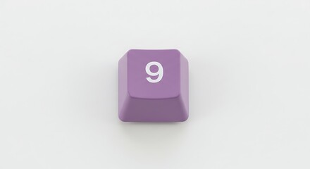 Purple keycap with the number 9 on a white background