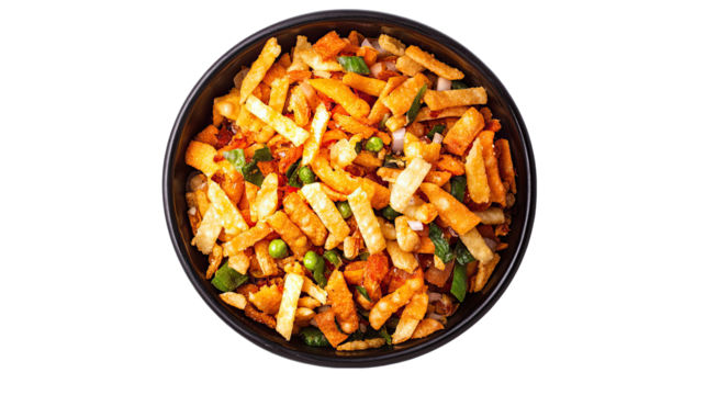 Delicious Indian Namkeen Snack Mix Recipe isolated on transparent background