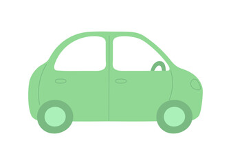 Small children car. Green auto for transportation. Vector childish flat illustration