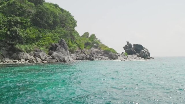  rocky coast of Similan Islands, slow motion
