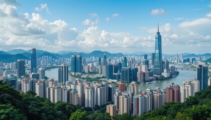 Obraz premium Stunning Panoramic View of Zhuhai City Skyline