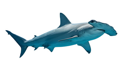 Fototapeta premium Isolated Hammerhead Shark Against White Background Showing Aquatic Marine Life