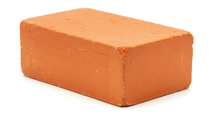 Isolated Red Brick Against White Background Showing Texture and Form Detail