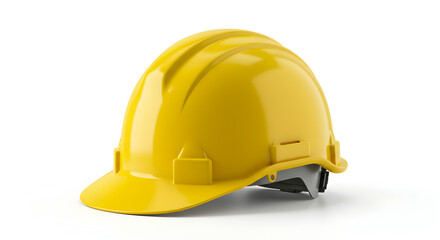 Isolated Yellow Construction Helmet Against White Background for Safety and Protection