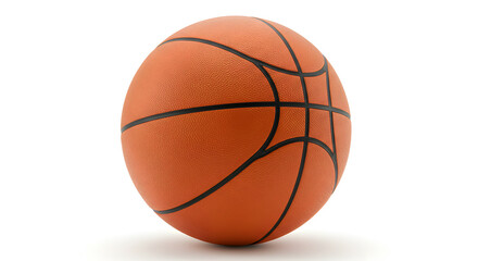 Orange Basketball Isolated On White Background Black Lines And Shadow Texture Suitable For Sports Design