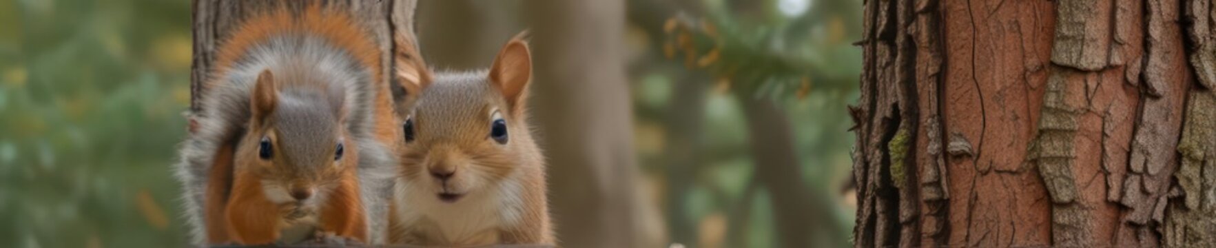 Alert squirrel clinging to bark, intently focused on knothole entrance, tail twitching , squirrel,  animal