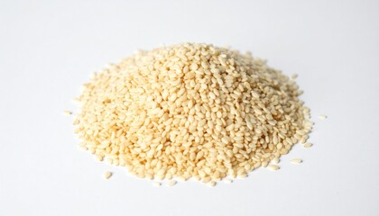 Sesame Seeds with Seed Shine on Isolated White Background