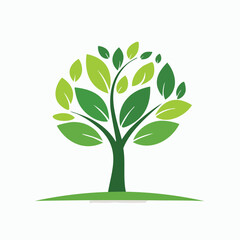 Obraz premium Minimal Curved Tree with Bold Foliage Vector