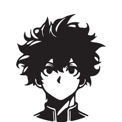 silhouette head boy anime avatar image vector illustration