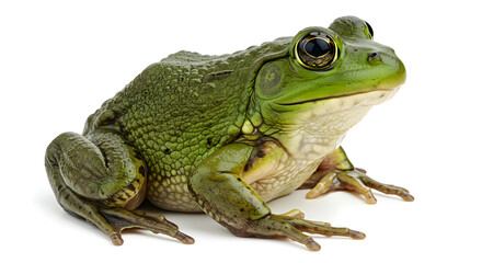 Obraz premium Vibrant Green Frog Isolated On White Background With Detailed Texture And Eye