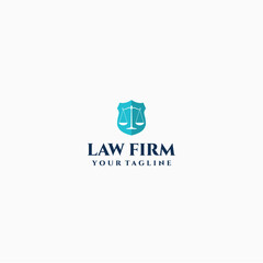 Obraz premium Elegant Law Firm Logo with Scales of Justice Icon