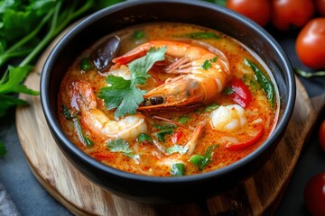 Tom yum soup with shrimp