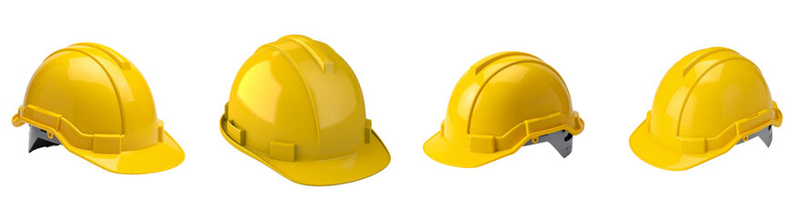 Fototapeta premium Yellow Construction Safety Hard Hat Protective Gear Isolated on Transparent Background