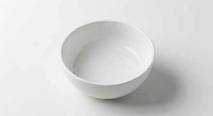 White Ceramic Bowl Isolated On White Background in Studio Lighting Top View