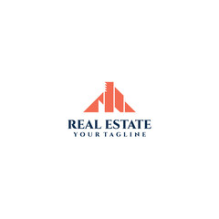 Modern Real Estate Logo Design with Abstract House Icon