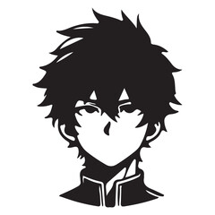 silhouette head boy anime avatar image vector illustration