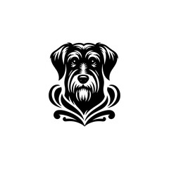 black and white dog head vector 
