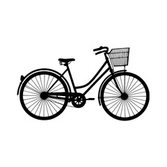 Classic silhouette of a bicycle with a basket