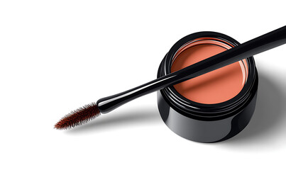 Illustrations of cosmetic products and teenage models in various makeup scenarios, isolated on white background for commercial beauty and skincare concepts.