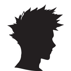 silhouette head boy anime avatar image vector illustration