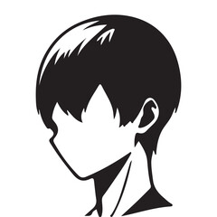 silhouette head boy anime avatar image vector illustration