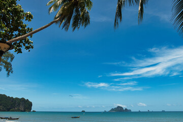 KRABI,THAILAND - JULY 12th 2023 The beach AO Nang beach one of the main Thai resort