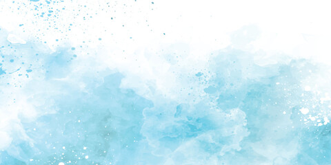 Soft Abstract Watercolor Background in sky and white with Smooth Fluid Motion for Banner and Web Use. Abstract watercolor paint background by teal color with liquid fluid texture for background, 