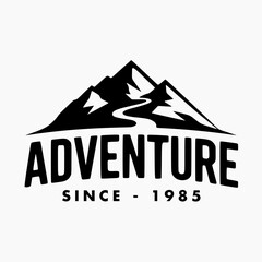 Black and white vector logo of adventure, bushcraft, hiking, wilderness