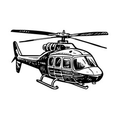 A vintage illustration of helicopter flying