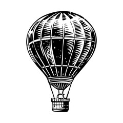 Naklejka premium Vintage sketchy illustration depicting hot balloon