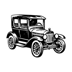 An illustration of model t designed in vintage style