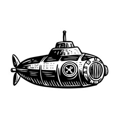 A vintage illustration of underwater submarine