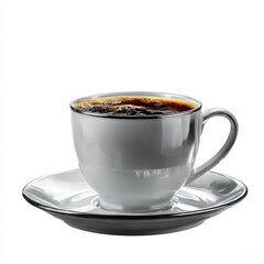 Cup of coffee on saucer isolated on white background