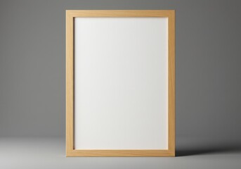 Wooden frame mockup on gray background for art, poster, photo display, and advertising purposes
