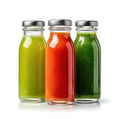 Juice bottles colorful isolated on white background