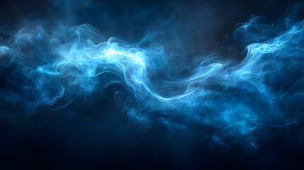 Abstract blue energy wave with dynamic swirls, vibrant glow, and smoke effects