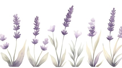 Naklejka premium Lavender flower watercolor artwork floral design nature scene soft colors artistic view