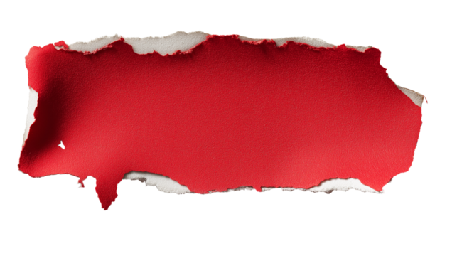 red torn paper isolated on white background