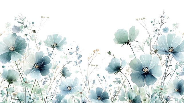 Delicate floral watercolor arrangement nature setting art piece serene atmosphere close-up view